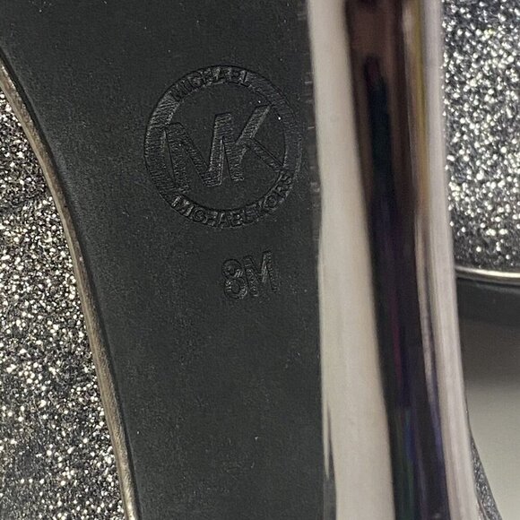 MICHAEL KORS Women Glitter Stilettos Size 8M Silver Heels Platform Elegant - Picture 11 of 11